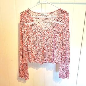 Hollister Pink White Floral Paisley Blouse Top Shirt Size S Very Good Condition